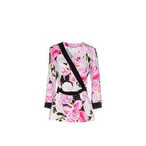 Anna Rachele Women's Wrap Blouse SZ 42/US 6 Pink Floral V-Neck Top Made in Italy